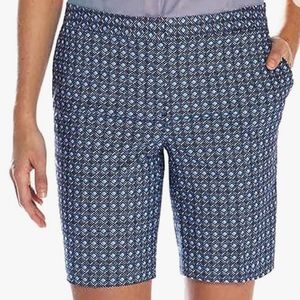 Mario Serrani Navy and Light Blue Patterned Women's Bermuda Shorts